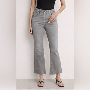 Good American Light Gray Flare Cropped Jeans